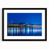 Extra large abstract art print of Seoul with vibrant colors and textured details on framed canvas.
