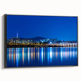 Black and white framed canvas of Seoul landscape, ideal for bedroom wall art.