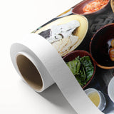 Art deco poster of a serene Korean landscape in muted green and blue tones on rolled canvas, ideal for nursery wall art.