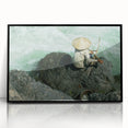 Large abstract wall art of a Laos scenery in muted earth tones on a framed acrylic, ideal for modern living room decor.