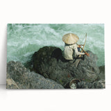 Black and white photograph of a Laos scenery on stretched canvas, ideal for kitchen wall art or bedroom ambiance.