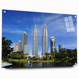 Large abstract wall art depicting a Malaysian landscape in vibrant colors on acrylic glass.