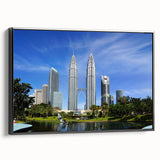 Black and white landscape art painting of a Malaysian scenery on framed canvas, suitable for bedroom decor.