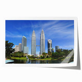 Extra large rolled print of a Malaysian landscape with vibrant green and blue tones, ideal for dining room wall art.