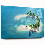 Acrylic print of Maldives scenery with soft blue and turquoise water tones, ideal for bedroom or dining room art.