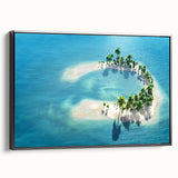 Black and white framed canvas of Maldives landscape, ideal for bedroom wall art.