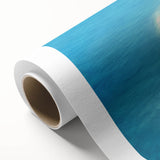 Art deco poster of Maldives scenery on rolled canvas, featuring serene blue and white tones, ideal for nursery wall art.