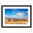 Extra large framed wall art featuring a vibrant, abstract depiction of a Mongolian landscape in textured colors.