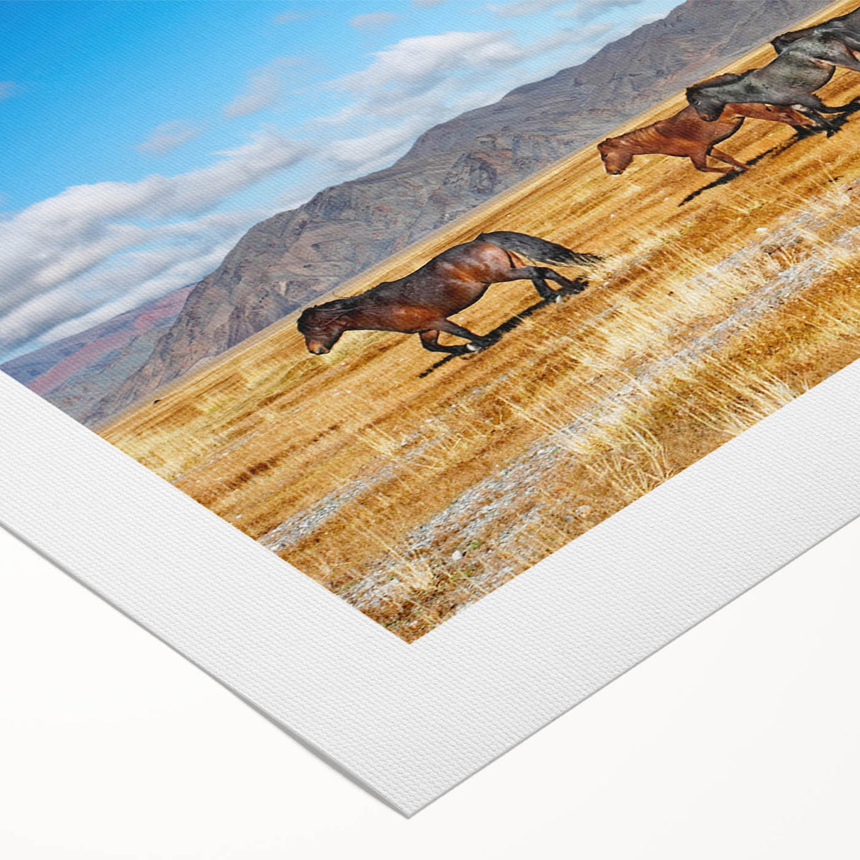 Art deco poster of a Mongolian landscape in earthy tones on rolled canvas, suitable for dining room decor.