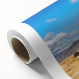 Art deco poster of a Mongolian landscape in soft pastel shades on rolled canvas, ideal for nursery wall art.