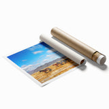 Extra large rolled print of a serene Mongolian landscape with soft floral elements in pastel shades.