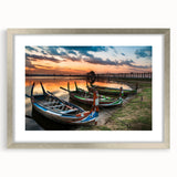 Textured abstract art print of a Myanmar scenery in muted earth tones, framed in silver, ideal for bedroom art.