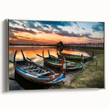 Framed canvas landscape art painting depicting a Myanmar scenery in colorful tones, ideal for living room decor.