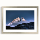 Textured art print of Everest scenery in muted earth tones on a framed canvas, ideal for bedroom art.