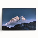 Black and white stretched canvas depicting Mount Everest, ideal for kitchen wall art or bedroom.