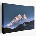 Large canvas print of Mount Everest in soft blue and white tones, ideal for kitchen wall art.