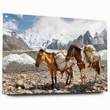Acrylic print of a Pakistani landscape in muted earth tones, ideal for dining room decor.