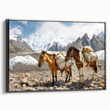 Black and white framed canvas of a vintage Pakistani landscape, ideal for bedroom wall decor.