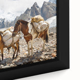 Framed canvas featuring a textured depiction of a Pakistani landscape in black with vibrant, colorful accents.