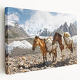 Large canvas print of a serene Pakistani landscape in soft green and blue tones, ideal for kitchen wall art.