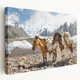 Large canvas print of a serene Pakistani landscape in soft green and blue tones, ideal for kitchen wall art.