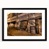 Extra large abstract art print of a vibrant, colorful Philippine landscape on textured canvas, framed in black.