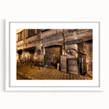 Abstract art print of a Philippine landscape in muted green and blue tones, framed with a white mat.