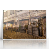 Acrylic print of a serene Philippine landscape in soft pastel shades, framed in white, suitable for modern nursery decor.