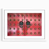 Abstract art print of Singapore skyline in muted blue and gray, framed with a white mat, suitable for dining room decor.