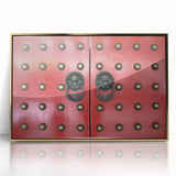 Framed acrylic print of Singapore skyline in gold and blue tones, ideal for modern art wall decor.