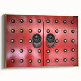 Framed canvas wall art depicting a vintage-style Singapore landscape in muted gold and black tones, ideal for bedroom decor.