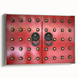 Landscape art painting of Singapore skyline on framed canvas, featuring vibrant colors with a vintage poster style.