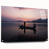 Acrylic print of a serene Sri Lankan landscape, featuring lush greens and blues, suitable for bedroom or dining room decor.