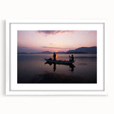 Abstract art print of a Sri Lankan landscape in muted earth tones on a framed white mat, suitable for dining room decor.