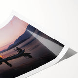 Extra large wall art featuring line art flowers in muted green and white tones on a rolled canvas.