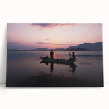 Black and white photograph of a serene Sri Lankan landscape on stretched canvas, ideal for kitchen wall art.