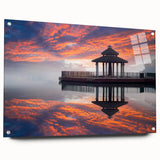 Acrylic print of a large abstract Taiwanese landscape in muted earth tones, ideal for dining room decor.