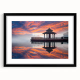 Extra large abstract art print of a colorful, textured Taiwanese landscape on a black framed canvas.