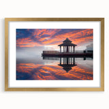 Extra large abstract art print of a textured Taiwanese landscape in gold frame, suited for living room decor.