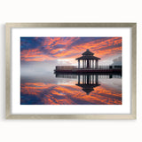 Textured art print of an abstract Taiwanese landscape in muted earth tones, framed in silver, ideal for bedroom art.