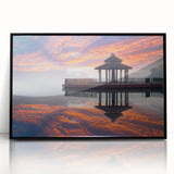 Large abstract wall art depicting a stylized Taiwan scenery in muted earth tones on a framed acrylic.