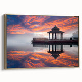 Framed canvas depicting a vintage-style Taiwanese landscape in muted gold and black tones, ideal for bedroom wall art.