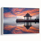 Vintage poster art of a colorful Taiwan scenery on a large framed canvas, suitable for living room decor.