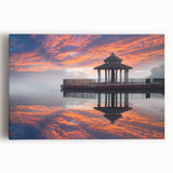 Large black and white stretched canvas of a Taiwanese landscape, ideal for kitchen wall art.