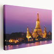 Panoramic Bangkok skyline on stretched canvas, showcasing a blend of muted blue and gray tones, ideal for kitchen wall art.