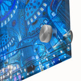 Large abstract wall art depicting a Turkish landscape in muted earth tones on acrylic glass, suitable for dining room decor.