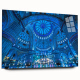 Large abstract wall art depicting a Turkish landscape in muted earth tones on acrylic glass.