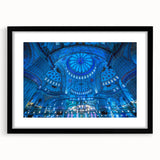 Extra large abstract art print of a colorful, textured Turkish landscape in a black frame, ideal for living room decor.