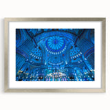 Textured abstract art print depicting a serene Turkish landscape in muted earth tones, framed in silver.