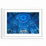 Abstract art print of a Turkish landscape in muted earth tones, framed with a white mat, suitable for dining room decor.